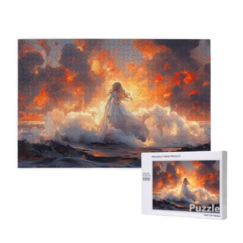Frau Puzzle 1500 Teile Erwachsene, Groß Puzzle Sonnenuntergang Muster Design, Jigsaw 87x57cm Size mit Geschenkboxverpackung, Wanddeko Wohnzimmer, Geschenke für Frauen, Geschenke für Männer,Model632 von Dozsconz