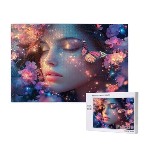 Frau Puzzle 2000 Teile Erwachsene, Groß Puzzle Schmetterling Muster Design, Jigsaw 99x70cm Size mit Geschenkboxverpackung, Wanddeko Wohnzimmer, Geschenke für Frauen, Geschenke für Männer,Model370 von Dozsconz