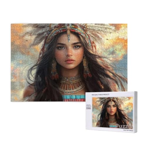 Frau Puzzle 3000 Teile Erwachsene, Groß Puzzle Indisch Muster Design, Holz Jigsaw 122x81cm Size mit Geschenkboxverpackung for Wanddeko Wohnzimmer, Geschenke für Frauen, Geschenke für Männer,Model220 Frau Puzzle 3000 Teile Erwachsene, Groß Puzzle Indisch Muster Design, Holz Jigsaw 122x81cm Size mit Geschenkboxverpackung for Wanddeko Wohnzimmer, Geschenke für Frauen, Geschenke für Männer,Model220 von Dozsconz