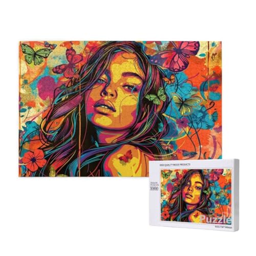 Frau Puzzle 3000 Teile Erwachsene, Groß Puzzle Schmetterling Muster Design, Jigsaw 122x81cm Size mit Geschenkboxverpackung, Wanddeko Wohnzimmer, Geschenke für Frauen, Geschenke für Männer,Model912 von Dozsconz