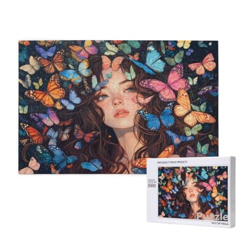 Frau Puzzle 3000 Teile Erwachsene, Groß Puzzle Schmetterling Muster Design, Jigsaw 122x81cm Size mit Geschenkboxverpackung, Wanddeko Wohnzimmer, Geschenke für Frauen, Geschenke für Männer,Model1236 von Dozsconz