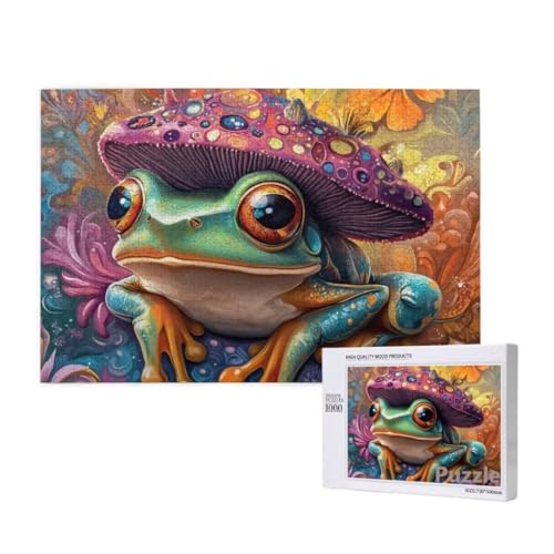 Frosch Puzzle 3000 Teile Erwachsene, Groß Puzzle Pilz Muster Design, Holz Jigsaw 122x81cm Size mit Geschenkboxverpackung for Wanddeko Wohnzimmer, Geschenke für Frauen, Geschenke für Männer,Model426 von Dozsconz