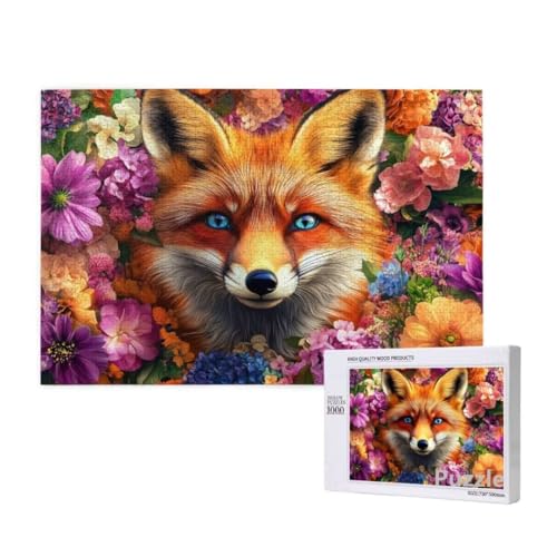 Fuchs Puzzle 3000 Teile Erwachsene, Groß Puzzle Blume Muster Design, Holz Jigsaw 122x81cm Size mit Geschenkboxverpackung for Wanddeko Wohnzimmer, Geschenke für Frauen, Geschenke für Männer,Model1290 von Dozsconz