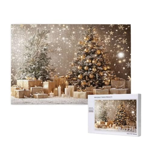 Geschenk Puzzle 1000 Teile Erwachsene, Groß Puzzle Weihnachtsbaum Muster, Holz Jigsaw 75x50cm Size mit Geschenkboxverpackung, Wanddeko Wohnzimmer, Geschenke für Frauen, Geschenke für Männer,Model508 von Dozsconz