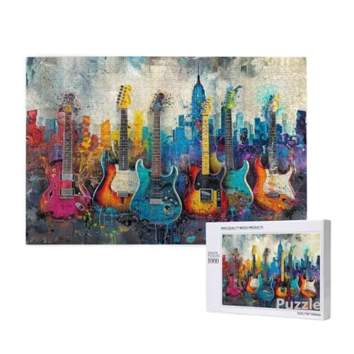 Gitarre Puzzle 1500 Teile Erwachsene, Groß Puzzle Farbe Muster Design, Holz Jigsaw 87x57cm Size mit Geschenkboxverpackung for Wanddeko Wohnzimmer, Geschenke für Frauen, Geschenke für Männer,Model1228 Gitarre Puzzle 1500 Teile Erwachsene, Groß Puzzle Farbe Muster Design, Holz Jigsaw 87x57cm Size mit Geschenkboxverpackung for Wanddeko Wohnzimmer, Geschenke für Frauen, Geschenke für Männer,Model1228 von Dozsconz