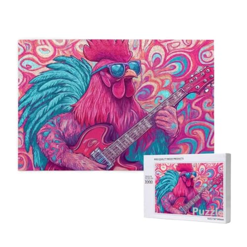 Hahn Puzzle 2000 Teile Erwachsene, Groß Puzzle Gitarre Muster Design, Holz Jigsaw 99x70cm Size mit Geschenkboxverpackung for Wanddeko Wohnzimmer, Geschenke für Frauen, Geschenke für Männer,Model694 von Dozsconz