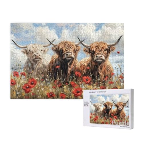 Hochlandrinder Puzzle 1500 Teile Erwachsene, Groß Puzzle Blume Muster Design, Jigsaw 87x57cm Size mit Geschenkboxverpackung, Wanddeko Wohnzimmer, Geschenke für Frauen, Geschenke für Männer,Model1448 Hochlandrinder Puzzle 1500 Teile Erwachsene, Groß Puzzle Blume Muster Design, Jigsaw 87x57cm Size mit Geschenkboxverpackung, Wanddeko Wohnzimmer, Geschenke für Frauen, Geschenke für Männer,Model1448 von Dozsconz
