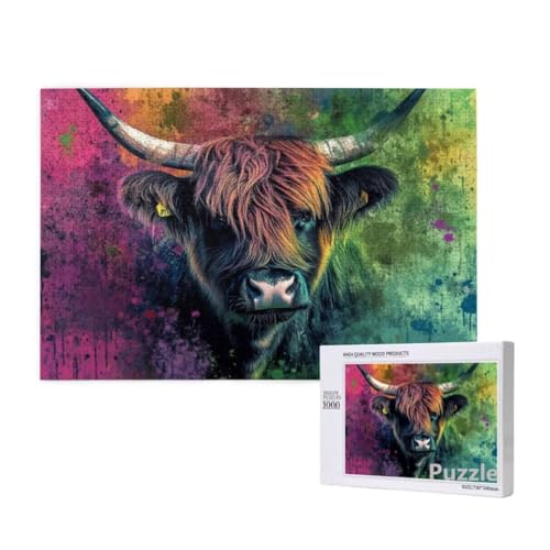 Hochlandrinder Puzzle 3000 Teile Erwachsene, Groß Puzzle Kunst Muster Design, Jigsaw 122x81cm Size mit Geschenkboxverpackung, Wanddeko Wohnzimmer, Geschenke für Frauen, Geschenke für Männer,Model1118 Hochlandrinder Puzzle 3000 Teile Erwachsene, Groß Puzzle Kunst Muster Design, Jigsaw 122x81cm Size mit Geschenkboxverpackung, Wanddeko Wohnzimmer, Geschenke für Frauen, Geschenke für Männer,Model1118 von Dozsconz