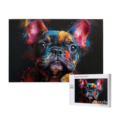 Hund Puzzle 1000 Teile Erwachsene, Groß Puzzle Farbe Muster Design, Holz Jigsaw 75x50cm Size mit Geschenkboxverpackung for Wanddeko Wohnzimmer, Geschenke für Frauen, Geschenke für Männer,Model158 von Dozsconz