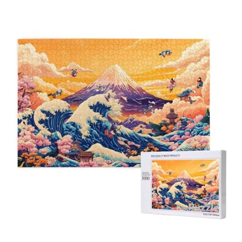 Japan Puzzle 3000 Teile Erwachsene, Groß Puzzle Vulkan Fuji Muster Design, Jigsaw 122x81cm Size mit Geschenkboxverpackung, Wanddeko Wohnzimmer, Geschenke für Frauen, Geschenke für Männer,Model738 von Dozsconz