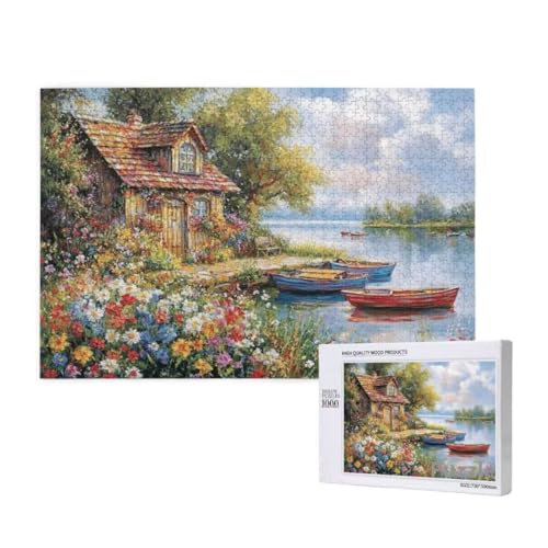 Kabine Puzzle 1000 Teile Erwachsene, Groß Puzzle Boot Muster Design, Holz Jigsaw 75x50cm Size mit Geschenkboxverpackung for Wanddeko Wohnzimmer, Geschenke für Frauen, Geschenke für Männer,Model404 von Dozsconz
