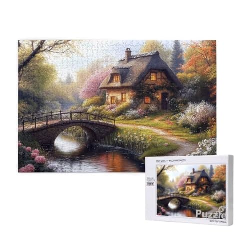 Kabine Puzzle 1500 Teile Erwachsene, Groß Puzzle HolzbrüCke Muster Design, Jigsaw 87x57cm Size mit Geschenkboxverpackung, Wanddeko Wohnzimmer, Geschenke für Frauen, Geschenke für Männer,Model1666 von Dozsconz