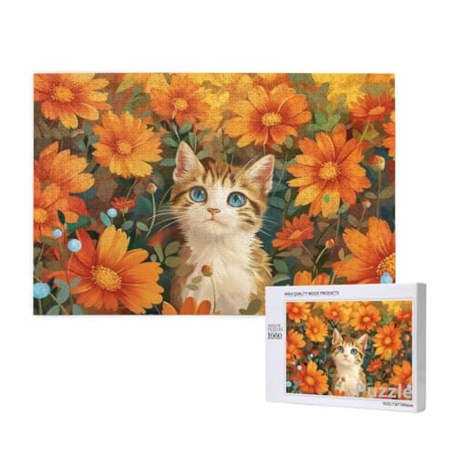 Katze Puzzle 1500 Teile Erwachsene, Groß Puzzle Blume Muster Design, Holz Jigsaw 87x57cm Size mit Geschenkboxverpackung for Wanddeko Wohnzimmer, Geschenke für Frauen, Geschenke für Männer,Model892 Katze Puzzle 1500 Teile Erwachsene, Groß Puzzle Blume Muster Design, Holz Jigsaw 87x57cm Size mit Geschenkboxverpackung for Wanddeko Wohnzimmer, Geschenke für Frauen, Geschenke für Männer,Model892 von Dozsconz