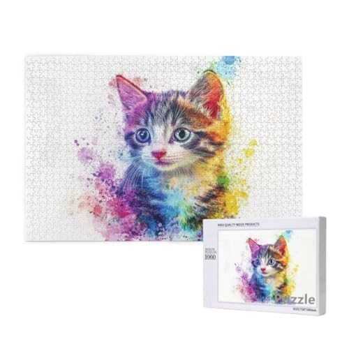 Katze Puzzle 1500 Teile Erwachsene, Groß Puzzle Farbe Muster Design, Holz Jigsaw 87x57cm Size mit Geschenkboxverpackung for Wanddeko Wohnzimmer, Geschenke für Frauen, Geschenke für Männer,Model484 Katze Puzzle 1500 Teile Erwachsene, Groß Puzzle Farbe Muster Design, Holz Jigsaw 87x57cm Size mit Geschenkboxverpackung for Wanddeko Wohnzimmer, Geschenke für Frauen, Geschenke für Männer,Model484 von Dozsconz
