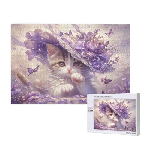 Katze Puzzle 1500 Teile Erwachsene, Groß Puzzle Schmetterling Muster Design, Jigsaw 87x57cm Size mit Geschenkboxverpackung, Wanddeko Wohnzimmer, Geschenke für Frauen, Geschenke für Männer,Model130 von Dozsconz