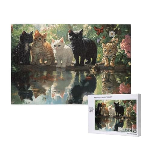 Katze Puzzle 1500 Teile Erwachsene, Groß Puzzle Schmetterling Muster Design, Jigsaw 87x57cm Size mit Geschenkboxverpackung, Wanddeko Wohnzimmer, Geschenke für Frauen, Geschenke für Männer,Model662 von Dozsconz