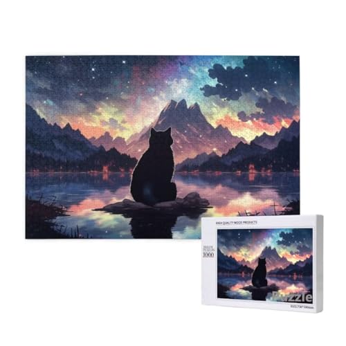 Katze Puzzle 2000 Teile Erwachsene, Groß Puzzle Sternenhimmel Muster Design, Jigsaw 99x70cm Size mit Geschenkboxverpackung, Wanddeko Wohnzimmer, Geschenke für Frauen, Geschenke für Männer,Model210 von Dozsconz