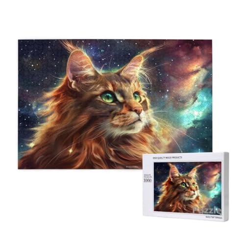 Katze Puzzle 2000 Teile Erwachsene, Groß Puzzle Sternenhimmel Muster Design, Jigsaw 99x70cm Size mit Geschenkboxverpackung, Wanddeko Wohnzimmer, Geschenke für Frauen, Geschenke für Männer,Model118 von Dozsconz