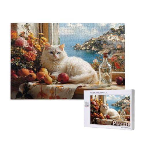 Katze Puzzle 3000 Teile Erwachsene, Groß Puzzle Blume Muster Design, Holz Jigsaw 122x81cm Size mit Geschenkboxverpackung for Wanddeko Wohnzimmer, Geschenke für Frauen, Geschenke für Männer,Model1648 von Dozsconz