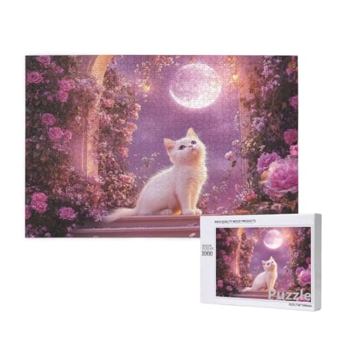 Katze Puzzle 3000 Teile Erwachsene, Groß Puzzle Mond Muster Design, Holz Jigsaw 122x81cm Size mit Geschenkboxverpackung for Wanddeko Wohnzimmer, Geschenke für Frauen, Geschenke für Männer,Model768 von Dozsconz