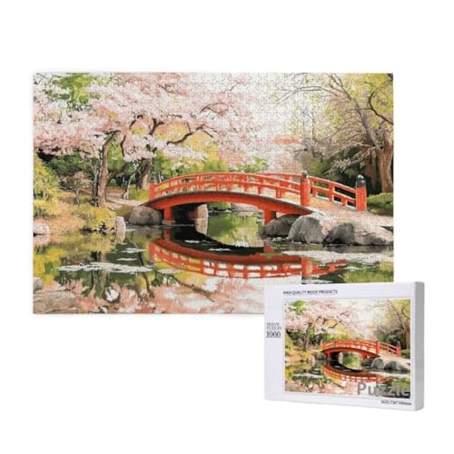 KirschblüTen Puzzle 1500 Teile Erwachsene, Groß Puzzle BrüCke Muster Design, Jigsaw 87x57cm Size mit Geschenkboxverpackung, Wanddeko Wohnzimmer, Geschenke für Frauen, Geschenke für Männer,Model350 von Dozsconz