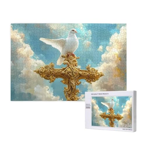 Kreuzen Puzzle 3000 Teile Erwachsene, Groß Puzzle WeißE Taube Muster Design, Jigsaw 122x81cm Size mit Geschenkboxverpackung, Wanddeko Wohnzimmer, Geschenke für Frauen, Geschenke für Männer,Model1398 von Dozsconz