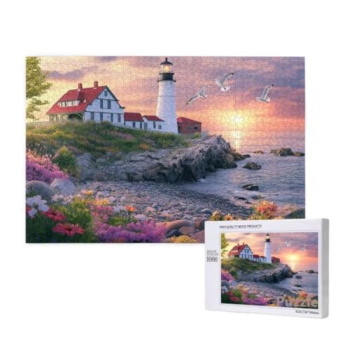 Leuchtturm Puzzle 2000 Teile Erwachsene, Groß Puzzle Sonnenuntergang Muster, Jigsaw 99x70cm Size mit Geschenkboxverpackung, Wanddeko Wohnzimmer, Geschenke für Frauen, Geschenke für Männer,Model340 von Dozsconz