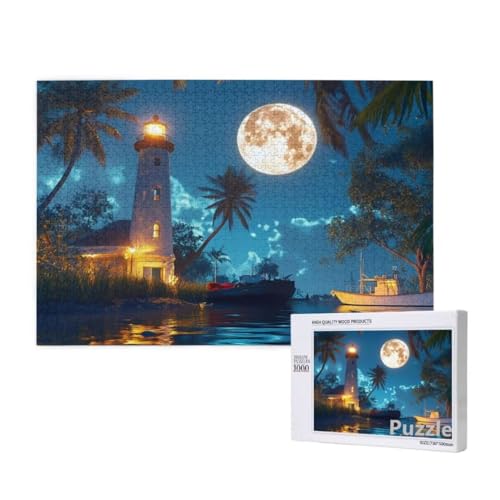 Leuchtturm Puzzle 3000 Teile Erwachsene, Groß Puzzle Boot Muster Design, Holz Jigsaw 122x81cm Size mit Geschenkboxverpackung, Wanddeko Wohnzimmer, Geschenke für Frauen, Geschenke für Männer,Model996 von Dozsconz