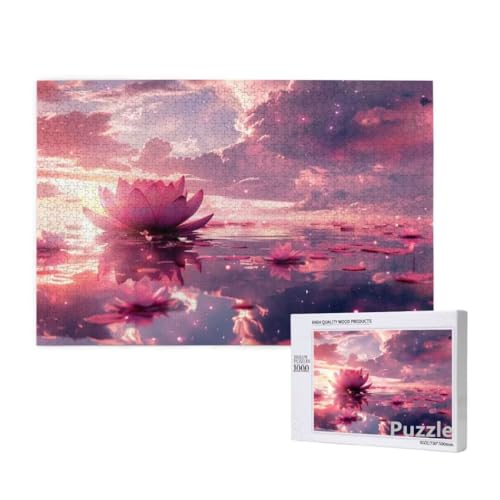 Lotus Puzzle 2000 Teile Erwachsene, Groß Puzzle Sonnenuntergang Muster Design, Jigsaw 99x70cm Size mit Geschenkboxverpackung, Wanddeko Wohnzimmer, Geschenke für Frauen, Geschenke für Männer,Model1220 von Dozsconz