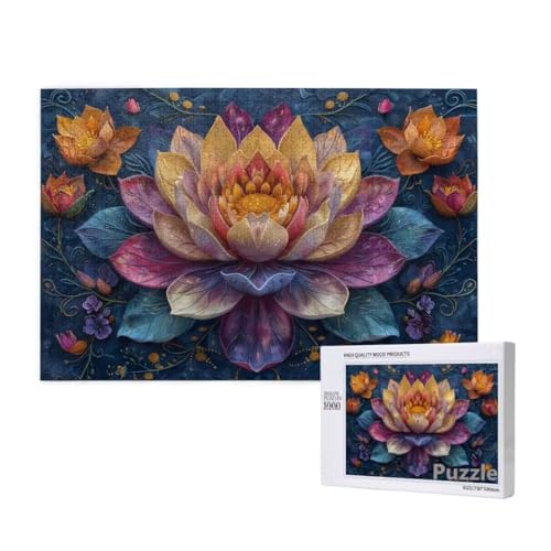 Lotus Puzzle 3000 Teile Erwachsene, Groß Puzzle Farbe Muster Design, Holz Jigsaw 122x81cm Size mit Geschenkboxverpackung for Wanddeko Wohnzimmer, Geschenke für Frauen, Geschenke für Männer,Model60 von Dozsconz