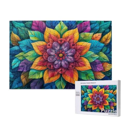 Mandala Puzzle 1500 Teile Erwachsene, Groß Puzzle Farbe Muster Design, Holz Jigsaw 87x57cm Size mit Geschenkboxverpackung for Wanddeko Wohnzimmer, Geschenke für Frauen, Geschenke für Männer,Model1580 von Dozsconz