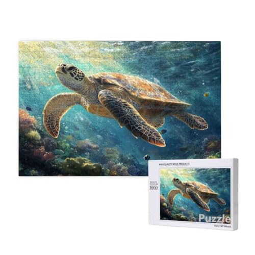 MeeresschildkröTen Puzzle 1000 Teile Erwachsene, Groß Puzzle Koralle Muster, Jigsaw 75x50cm Size mit Geschenkboxverpackung, Wanddeko Wohnzimmer, Geschenke für Frauen, Geschenke für Männer,Model812 von Dozsconz