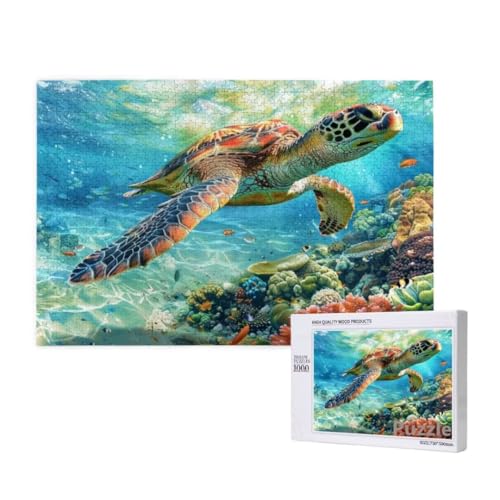 MeeresschildkröTen Puzzle 1500 Teile Erwachsene, Groß Puzzle Koralle Muster, Jigsaw 87x57cm Size mit Geschenkboxverpackung, Wanddeko Wohnzimmer, Geschenke für Frauen, Geschenke für Männer,Model434 von Dozsconz