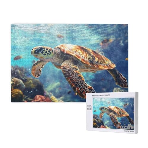 MeeresschildkröTen Puzzle 1500 Teile Erwachsene, Groß Puzzle Koralle Muster, Jigsaw 87x57cm Size mit Geschenkboxverpackung, Wanddeko Wohnzimmer, Geschenke für Frauen, Geschenke für Männer,Model310 von Dozsconz