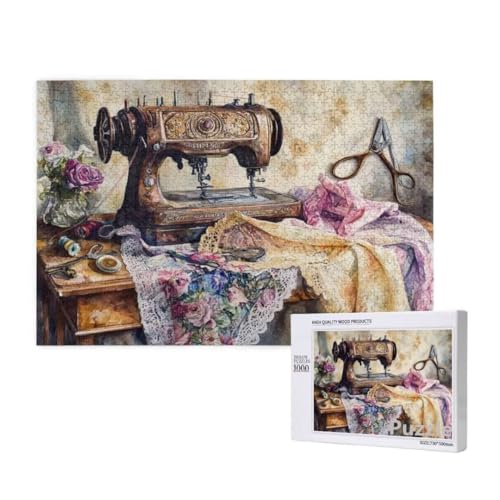 NäHmaschine Puzzle 1500 Teile Erwachsene, Groß Puzzle Mechanisch Muster Design, Jigsaw 87x57cm Size mit Geschenkboxverpackung, Wanddeko Wohnzimmer, Geschenke für Frauen, Geschenke für Männer,Model670 von Dozsconz