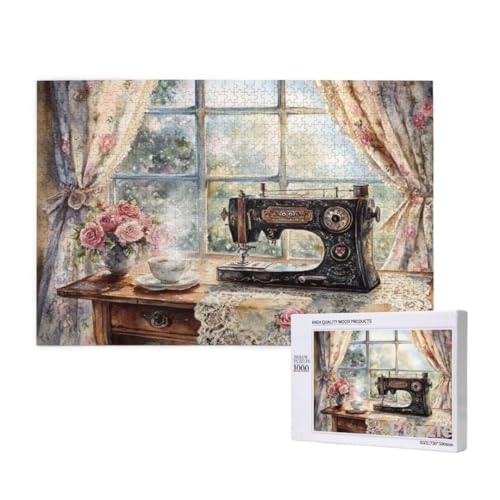 NäHmaschine Puzzle 3000 Teile Erwachsene, Groß Puzzle Blume Muster Design, Jigsaw 122x81cm Size mit Geschenkboxverpackung, Wanddeko Wohnzimmer, Geschenke für Frauen, Geschenke für Männer,Model1050 von Dozsconz