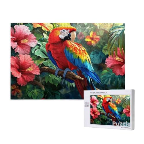 Papagei Puzzle 1500 Teile Erwachsene, Groß Puzzle Blume Muster Design, Holz Jigsaw 87x57cm Size mit Geschenkboxverpackung for Wanddeko Wohnzimmer, Geschenke für Frauen, Geschenke für Männer,Model1066 von Dozsconz