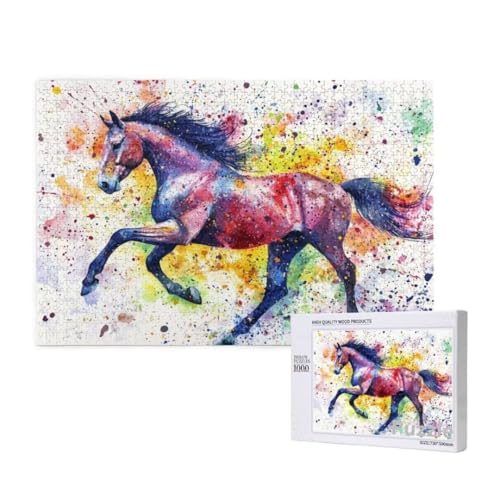 Pferd Puzzle 1000 Teile Erwachsene, Groß Puzzle Farbe Muster Design, Holz Jigsaw 75x50cm Size mit Geschenkboxverpackung for Wanddeko Wohnzimmer, Geschenke für Frauen, Geschenke für Männer,Model1504 Pferd Puzzle 1000 Teile Erwachsene, Groß Puzzle Farbe Muster Design, Holz Jigsaw 75x50cm Size mit Geschenkboxverpackung for Wanddeko Wohnzimmer, Geschenke für Frauen, Geschenke für Männer,Model1504 von Dozsconz