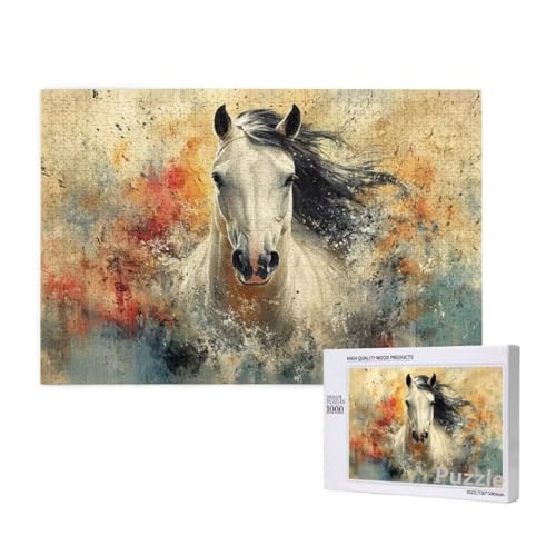 Pferd Puzzle 3000 Teile Erwachsene, Groß Puzzle Kunst Muster Design, Holz Jigsaw 122x81cm Size mit Geschenkboxverpackung for Wanddeko Wohnzimmer, Geschenke für Frauen, Geschenke für Männer,Model1626 von Dozsconz