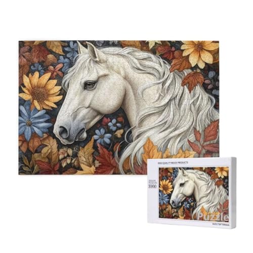 Pferd Puzzle 3000 Teile Erwachsene, Groß Puzzle Sonnenblume Muster Design, Jigsaw 122x81cm Size mit Geschenkboxverpackung, Wanddeko Wohnzimmer, Geschenke für Frauen, Geschenke für Männer,Model636 von Dozsconz