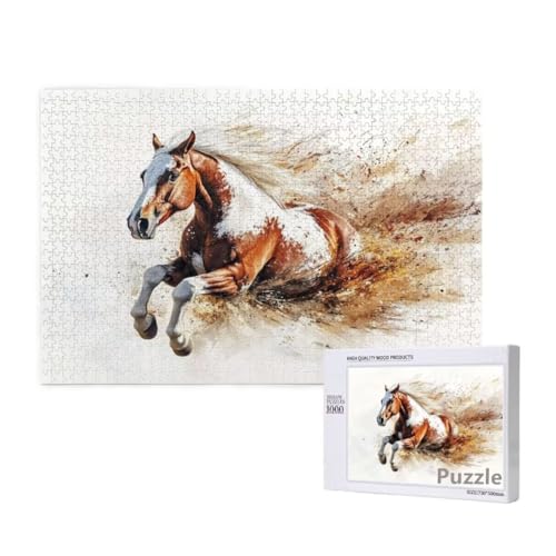 Pferd Puzzle 3000 Teile Erwachsene, Groß Puzzle Tier Muster Design, Holz Jigsaw 122x81cm Size mit Geschenkboxverpackung for Wanddeko Wohnzimmer, Geschenke für Frauen, Geschenke für Männer,Model234 von Dozsconz