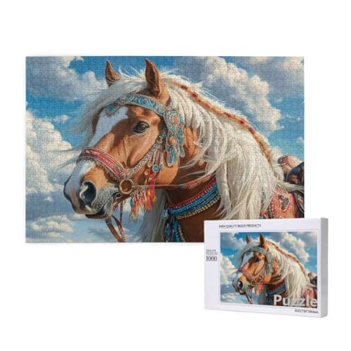 Pferd Puzzle 3000 Teile Erwachsene, Groß Puzzle Tier Muster Design, Holz Jigsaw 122x81cm Size mit Geschenkboxverpackung for Wanddeko Wohnzimmer, Geschenke für Frauen, Geschenke für Männer,Model978 von Dozsconz
