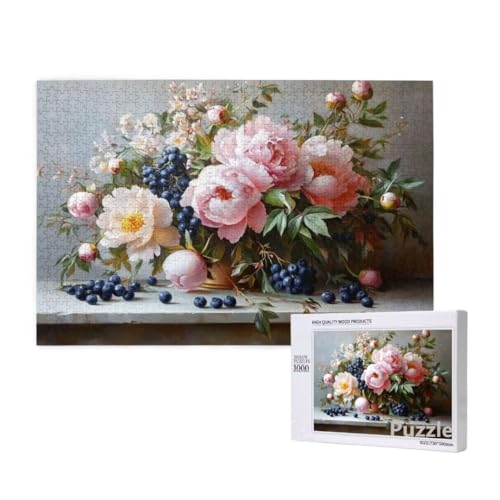 Pfingstrose Puzzle 1500 Teile Erwachsene, Groß Puzzle Blaubeere Muster Design, Jigsaw 87x57cm Size mit Geschenkboxverpackung, Wanddeko Wohnzimmer, Geschenke für Frauen, Geschenke für Männer,Model1304 Pfingstrose Puzzle 1500 Teile Erwachsene, Groß Puzzle Blaubeere Muster Design, Jigsaw 87x57cm Size mit Geschenkboxverpackung, Wanddeko Wohnzimmer, Geschenke für Frauen, Geschenke für Männer,Model1304 von Dozsconz