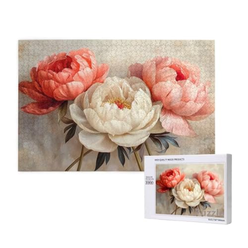 Pfingstrose Puzzle 3000 Teile Erwachsene, Groß Puzzle Blume Muster Design, Jigsaw 122x81cm Size mit Geschenkboxverpackung, Wanddeko Wohnzimmer, Geschenke für Frauen, Geschenke für Männer,Model102 von Dozsconz