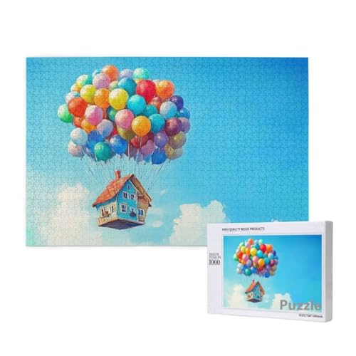 Puzzle 1000 Teile Erwachsene, Ballon Puzzle Kabine Muster Design, Groß Holz Jigsaw 75x50cm Size mit Geschenkboxverpackung for Wanddeko Wohnzimmer, Geschenke für Frauen, Geschenke für Männer,Model477 von Dozsconz