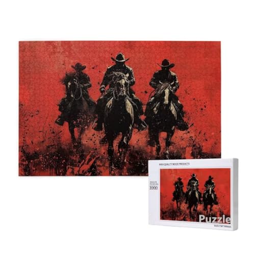 Puzzle 1000 Teile Erwachsene, Cowboy Puzzle Pferd Muster Design, Groß Holz Jigsaw 75x50cm Size mit Geschenkboxverpackung for Wanddeko Wohnzimmer, Geschenke für Frauen, Geschenke für Männer,Model1327 Puzzle 1000 Teile Erwachsene, Cowboy Puzzle Pferd Muster Design, Groß Holz Jigsaw 75x50cm Size mit Geschenkboxverpackung for Wanddeko Wohnzimmer, Geschenke für Frauen, Geschenke für Männer,Model1327 von Dozsconz