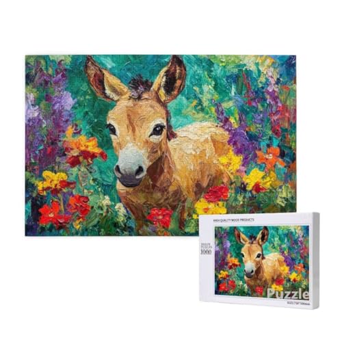 Puzzle 1000 Teile Erwachsene, Esel Puzzle Blume Muster Design, Groß Holz Jigsaw 75x50cm Size mit Geschenkboxverpackung for Wanddeko Wohnzimmer, Geschenke für Frauen, Geschenke für Männer,Model1457 Puzzle 1000 Teile Erwachsene, Esel Puzzle Blume Muster Design, Groß Holz Jigsaw 75x50cm Size mit Geschenkboxverpackung for Wanddeko Wohnzimmer, Geschenke für Frauen, Geschenke für Männer,Model1457 von Dozsconz