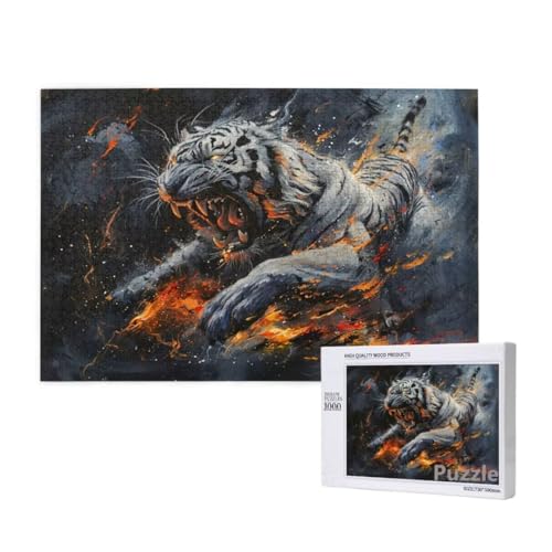 Puzzle 1000 Teile Erwachsene, Fantasie Puzzle Tiger Muster Design, Groß Holz Jigsaw 75x50cm Size mit Geschenkboxverpackung, Wanddeko Wohnzimmer, Geschenke für Frauen, Geschenke für Männer,Model179 von Dozsconz