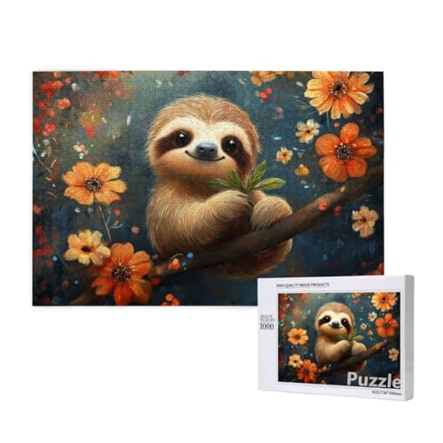 Puzzle 1000 Teile Erwachsene, Faultier Puzzle Blume Muster Design, Groß Holz Jigsaw 75x50cm Size mit Geschenkboxverpackung, Wanddeko Wohnzimmer, Geschenke für Frauen, Geschenke für Männer,Model1621 Puzzle 1000 Teile Erwachsene, Faultier Puzzle Blume Muster Design, Groß Holz Jigsaw 75x50cm Size mit Geschenkboxverpackung, Wanddeko Wohnzimmer, Geschenke für Frauen, Geschenke für Männer,Model1621 von Dozsconz
