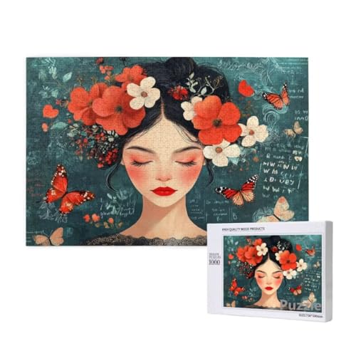 Puzzle 1000 Teile Erwachsene, Frau Puzzle Blume Muster Design, Groß Holz Jigsaw 75x50cm Size mit Geschenkboxverpackung for Wanddeko Wohnzimmer, Geschenke für Frauen, Geschenke für Männer,Model277 Puzzle 1000 Teile Erwachsene, Frau Puzzle Blume Muster Design, Groß Holz Jigsaw 75x50cm Size mit Geschenkboxverpackung for Wanddeko Wohnzimmer, Geschenke für Frauen, Geschenke für Männer,Model277 von Dozsconz